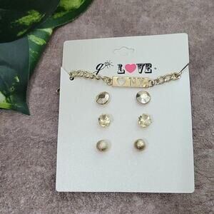 Gennaro Love gold toned earrings & bracelet set